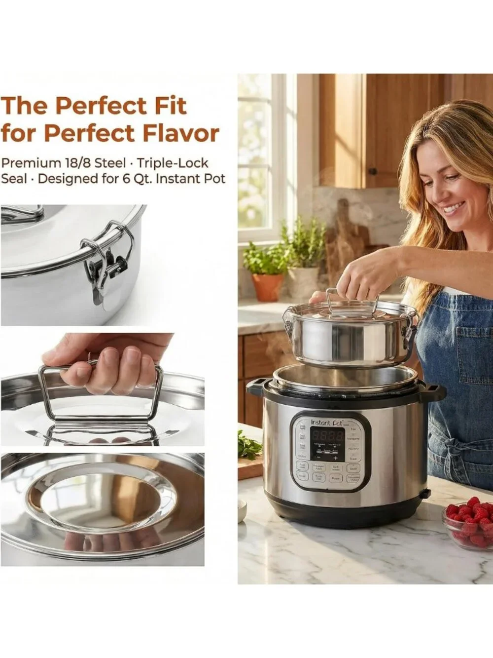 Stainless Steel Flan Mold with Lid & Handle - 65 Oz Flan Pan for Instant Pot